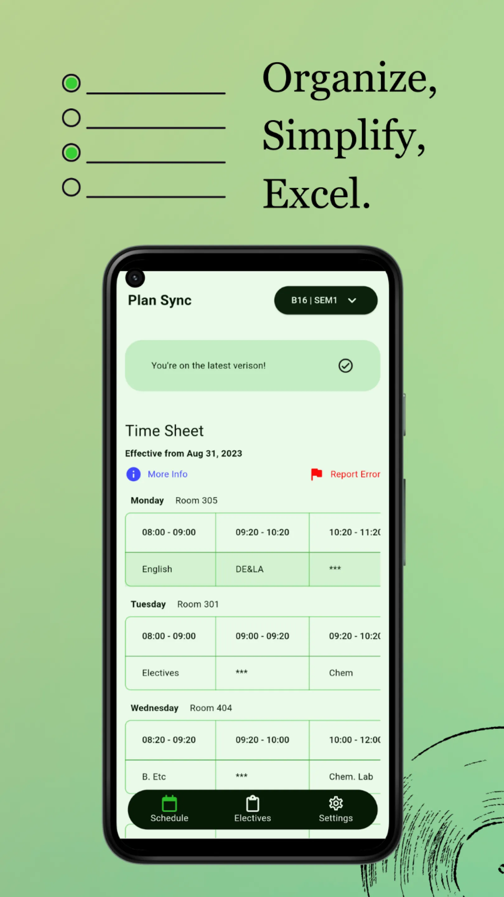 Your entire timetable, in one place.